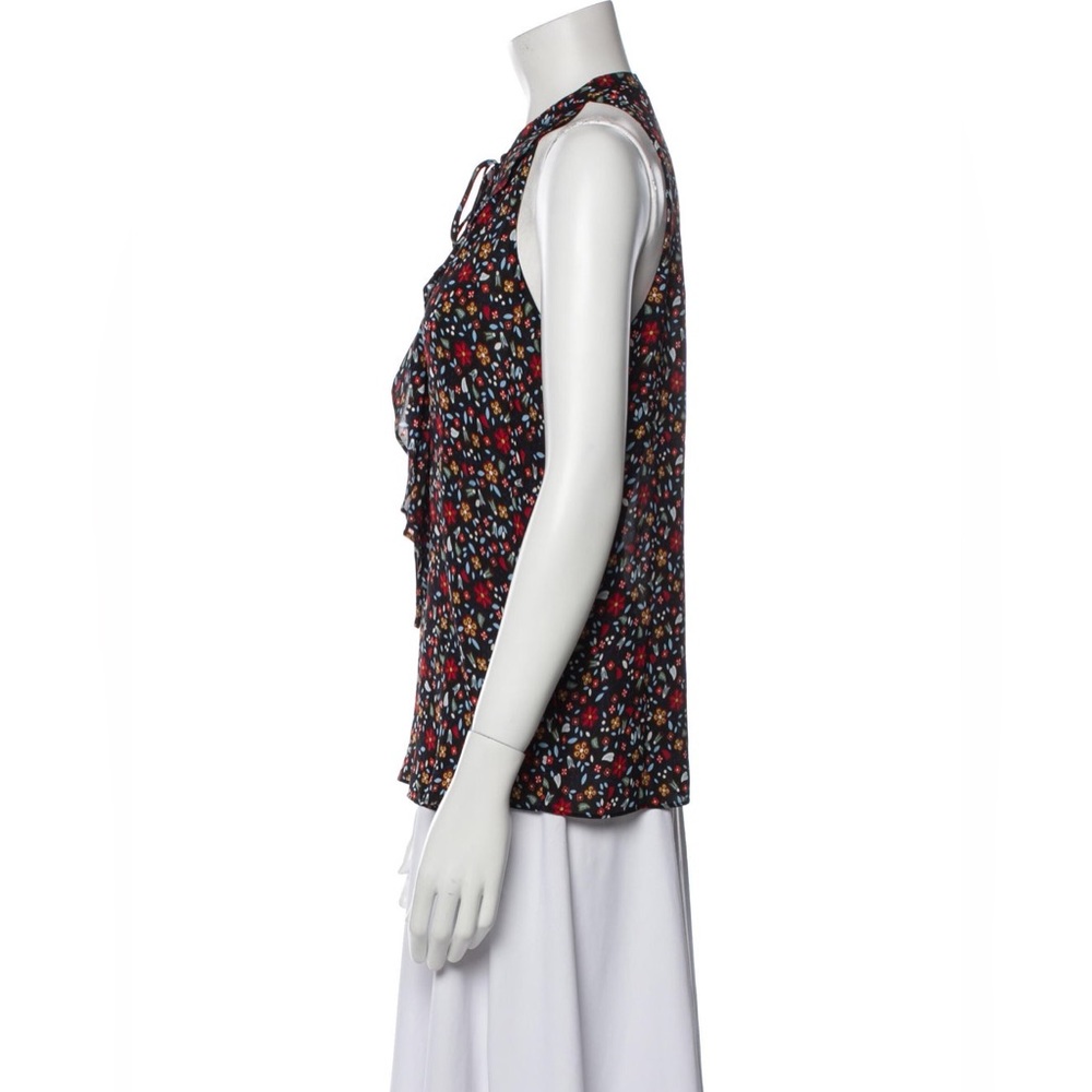 A.L.C Silk Printed V Neck Floral Ruffle Blouse 🌼 - Picture 3 of 11
